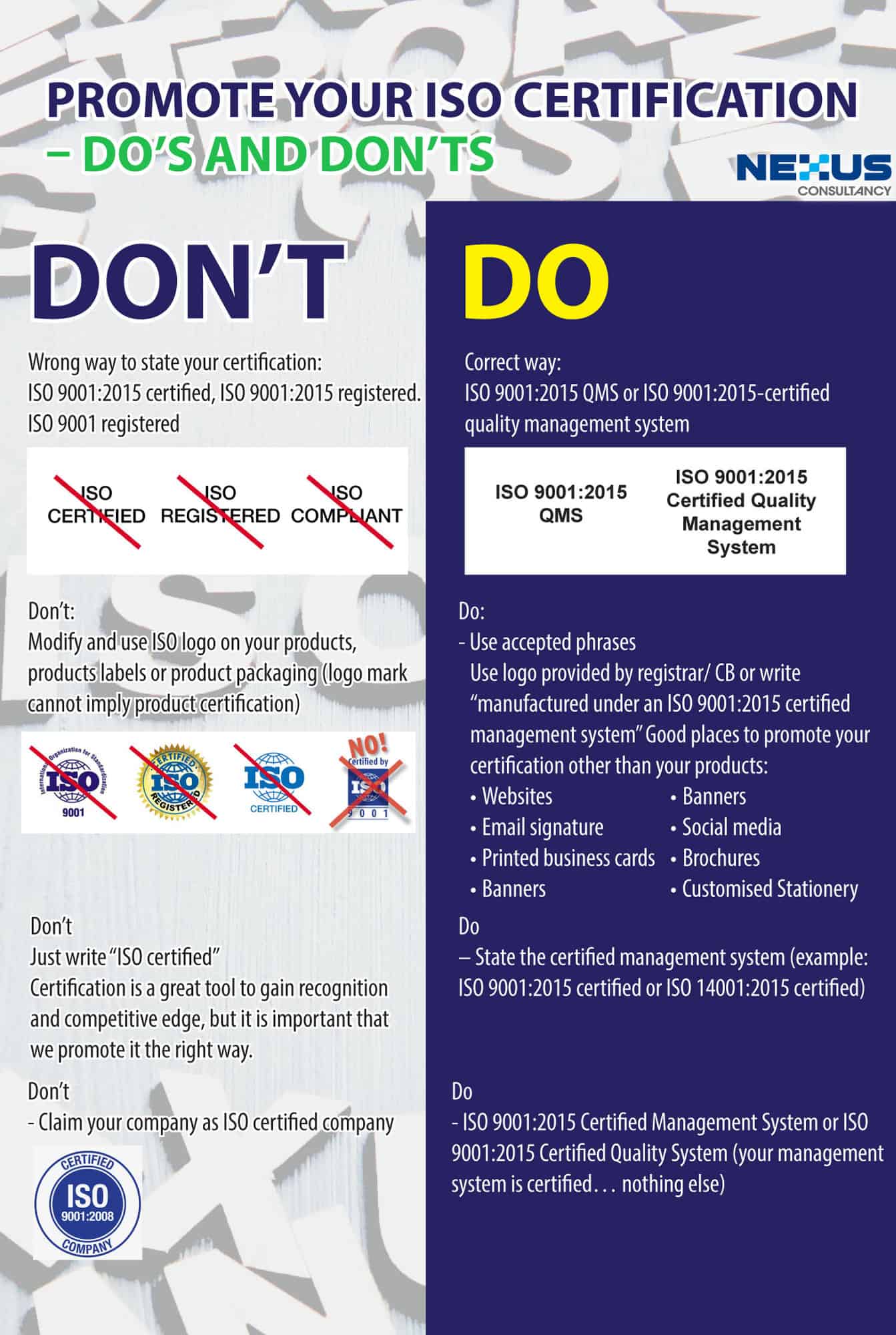 Do's and don'ts to promote your ISO certification