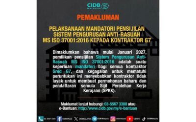 CIDB ISO 37001 Requirement for G7 Contractors